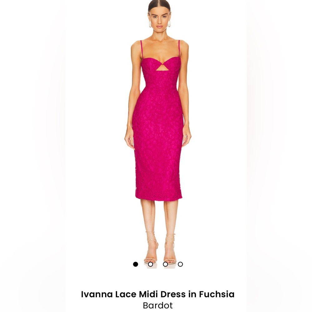 Bardot Fuchsia Lace Midi Dress